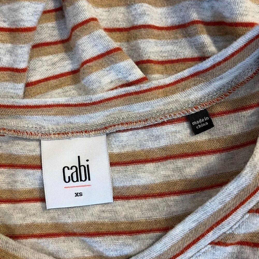 CAbi Skipper Striped Long Sleeve Tunic Top‎ #3055 V Neck - Picture 5 of 6